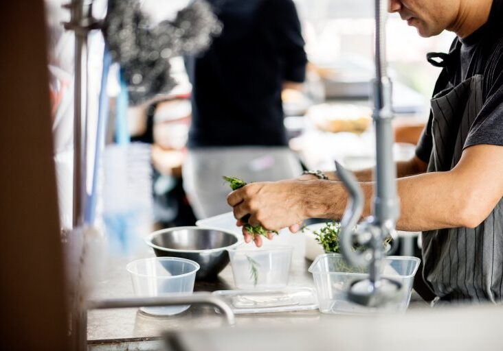 Chef cooking in restaurant kitchen